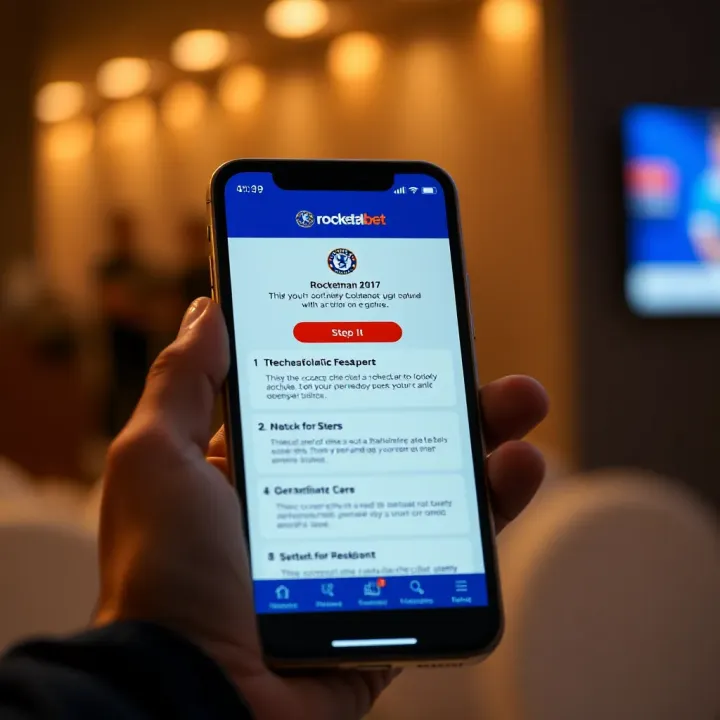 Smartphone displaying steps to access Chelseabet Rocketman Free offer on a betting app