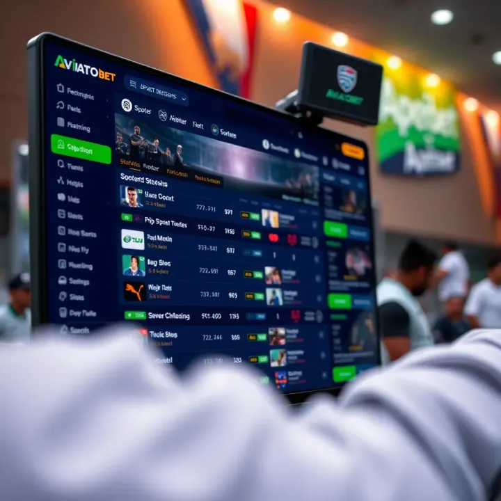 User interface displaying sports betting options on Aviator platform