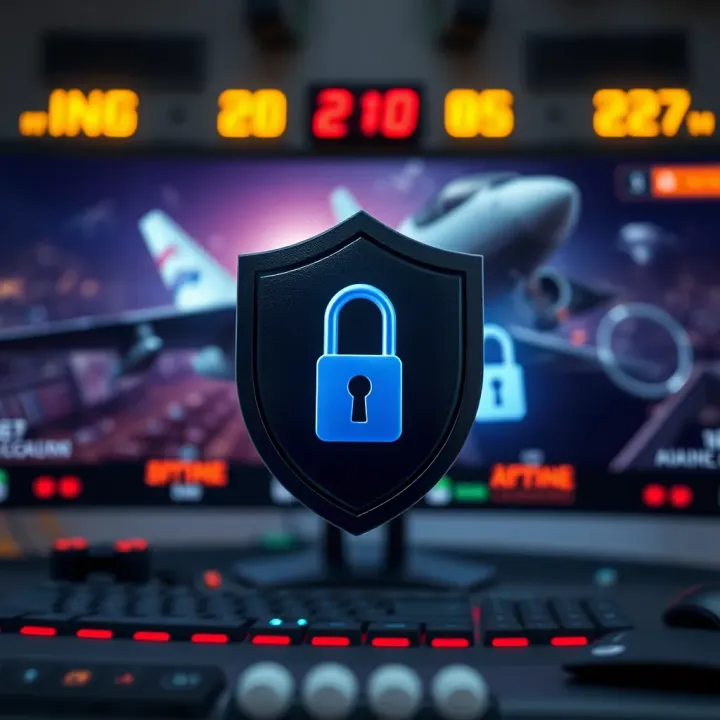 Conceptual illustration showing security shield protecting gaming account from hacking threats