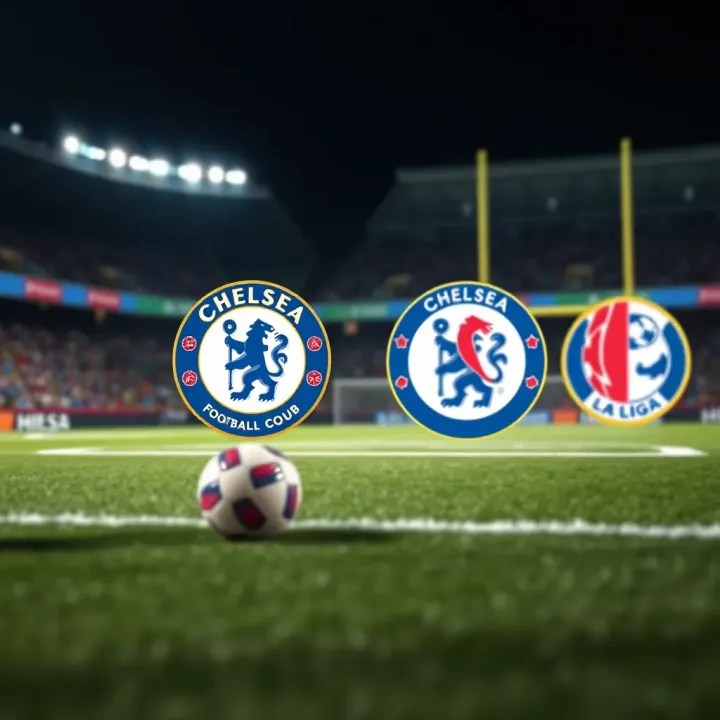 Football pitch showing Chelsea and La Liga club logos highlighting match strategy