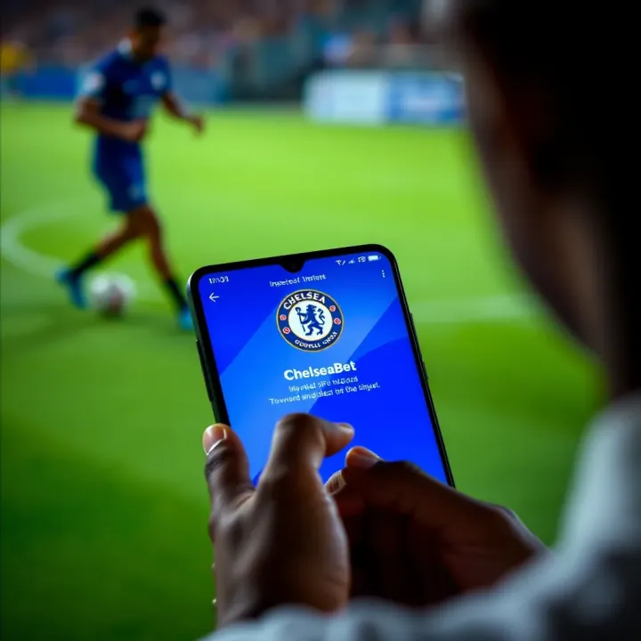 Smartphone screen with ChelseaBet APK download and installation progress