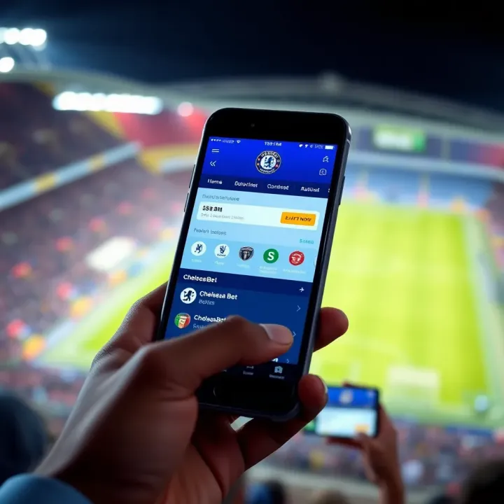 Smartphone displaying ChelseaBet app interface with betting options