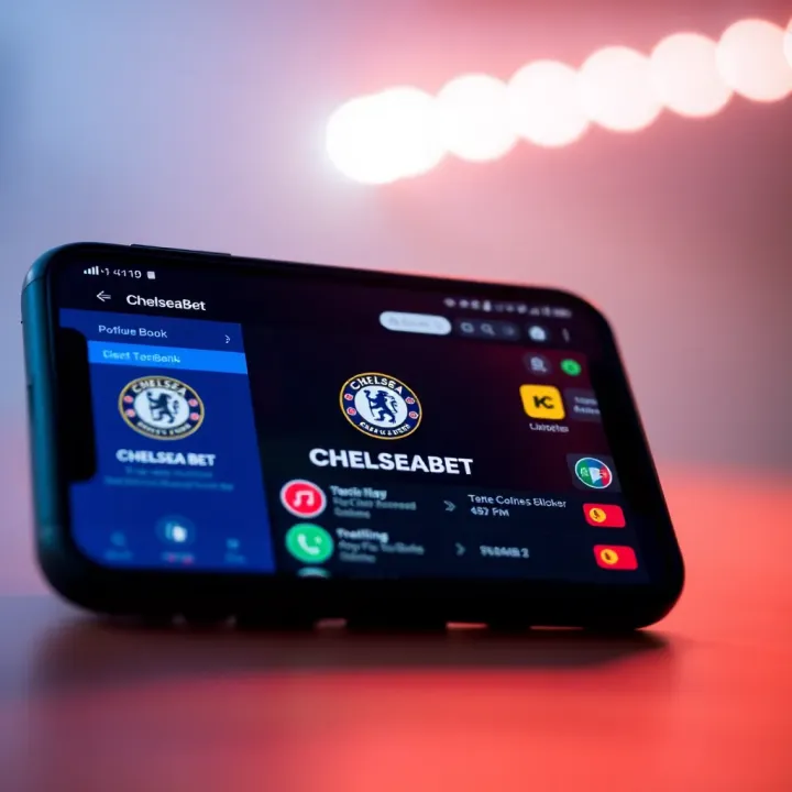Mobile phone display showing the ChelseaBet app interface with betting options available