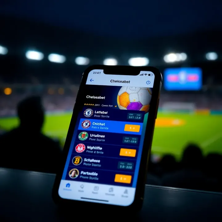 iPhone displaying Chelseabet app interface with betting options available in Nigeria