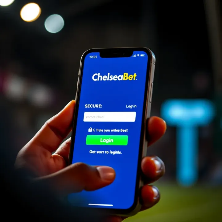 User securely logging into ChelseaBet app on smartphone with visible security features and Nigerian flag icon