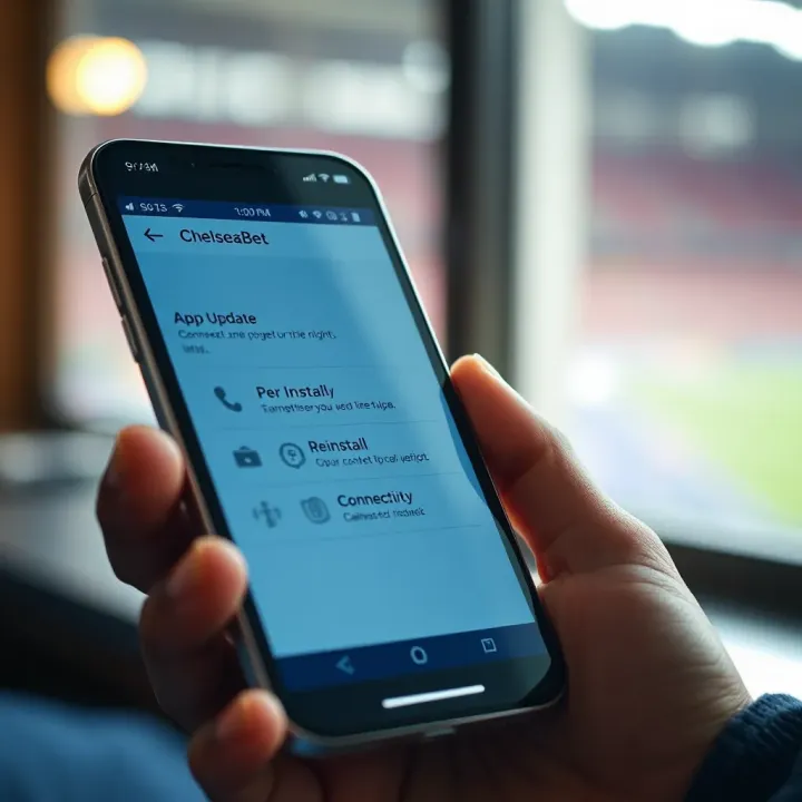 Smartphone displaying app update and reinstall options with connectivity symbols