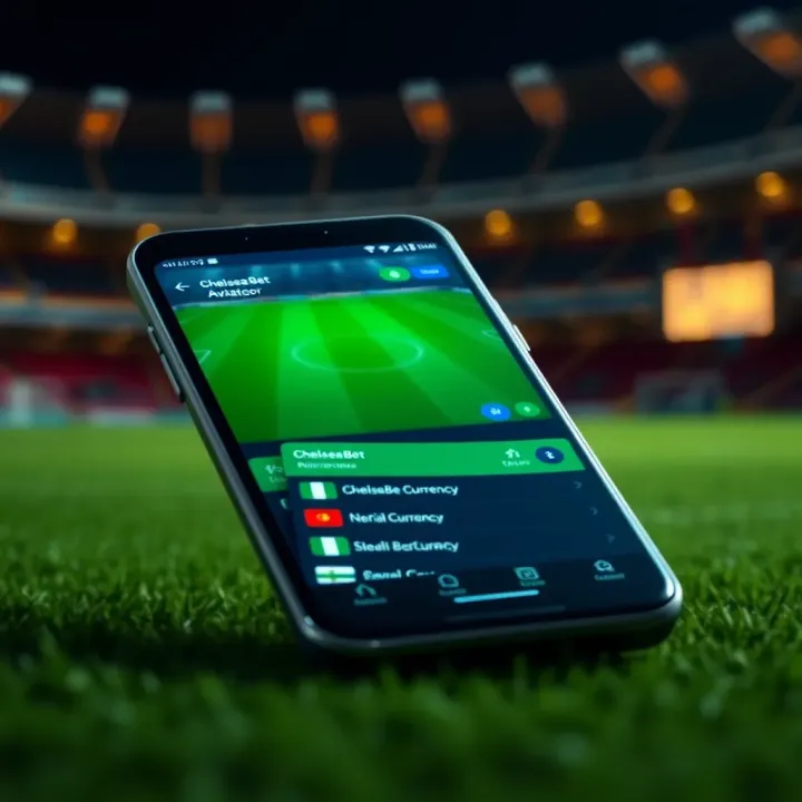 Mobile phone showing the ChelseaBet Aviator game interface with Nigerian currency options