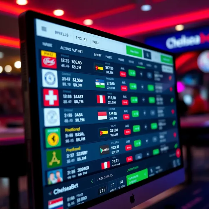Overview of Betting Options on ChelseaBet Platform ChelseaBet betting screen showing various sports betting options and odds