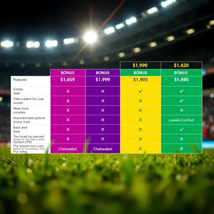 Comparison chart illustrating Chelseabet bonus features against other Nigerian sportsbooks