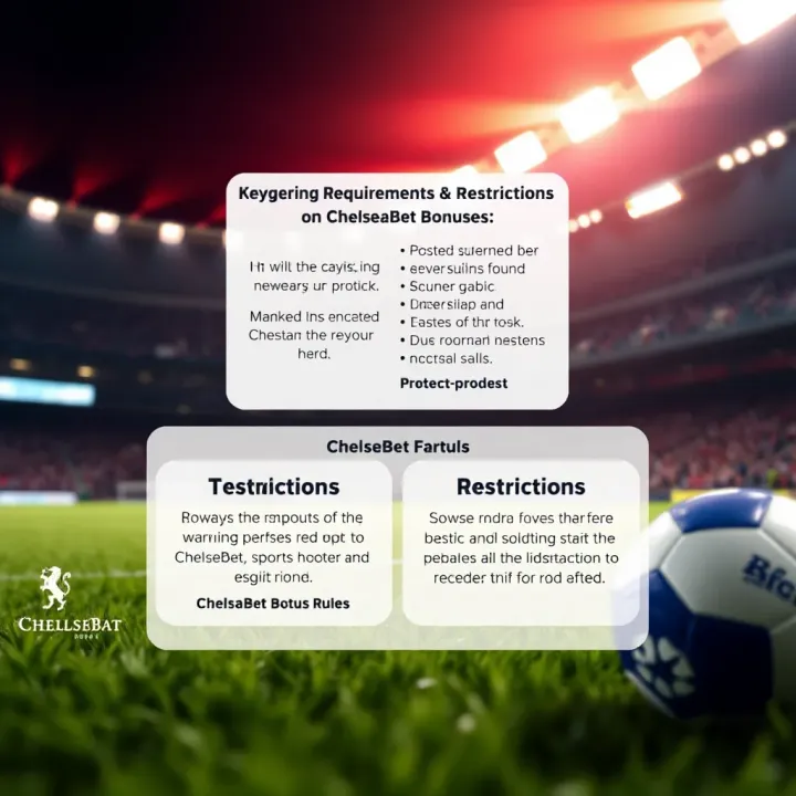 Graphic highlighting key wagering requirements and restrictions on ChelseaBet bonuses