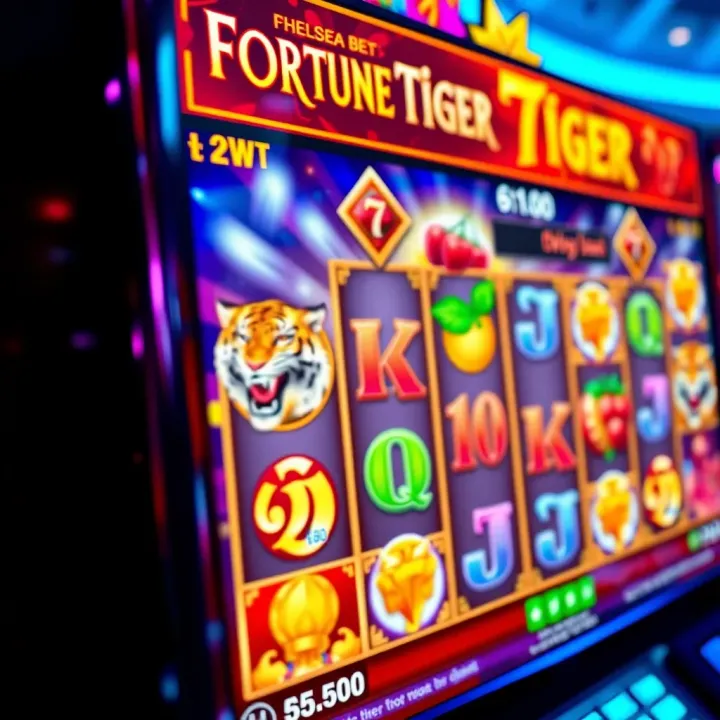 Fortune Tiger slot machine screen displaying winning symbols and vibrant graphics