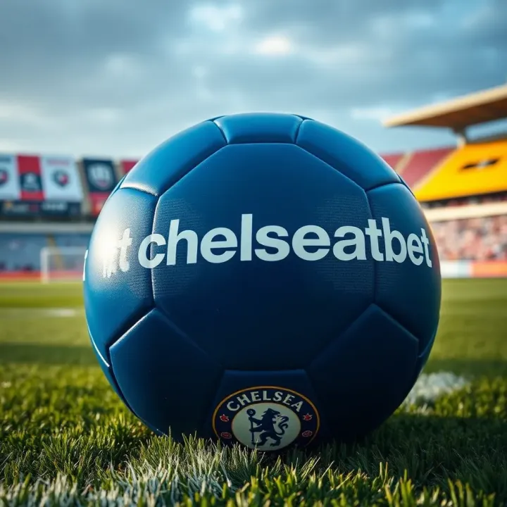 Chelseabet Futbol branded football on a stadium field with sponsorship banners in background