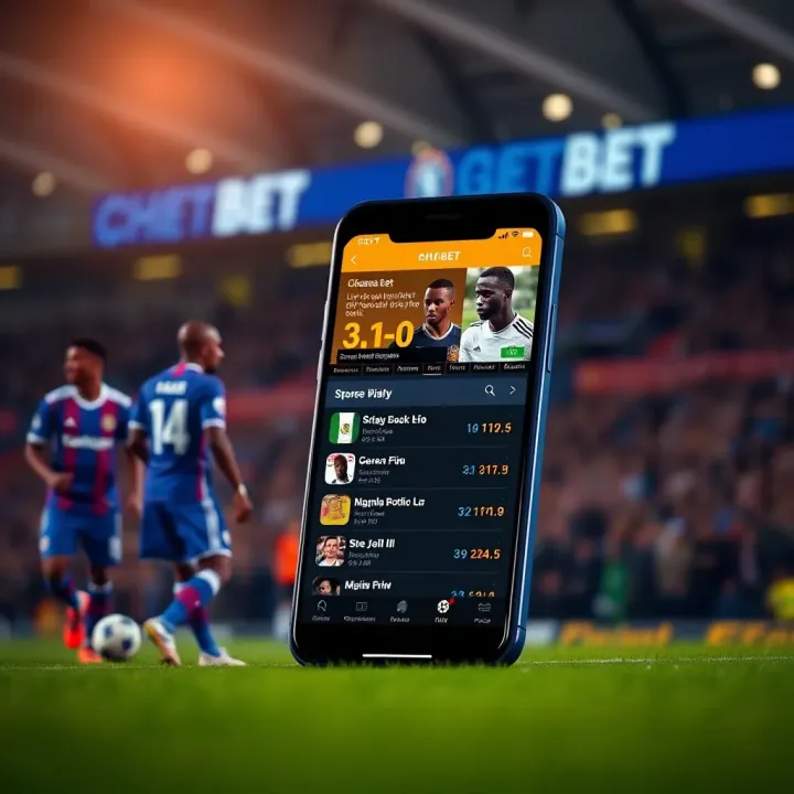 Mobile phone displaying live football scores with a focus on Nigerian football matches