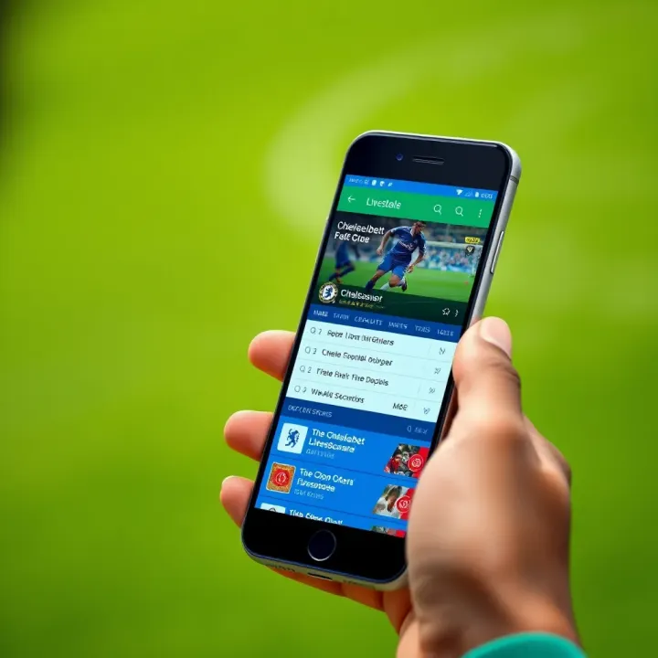 Mobile phone showing Chelseabet Livescore website with football match updates accessible from Nigeria