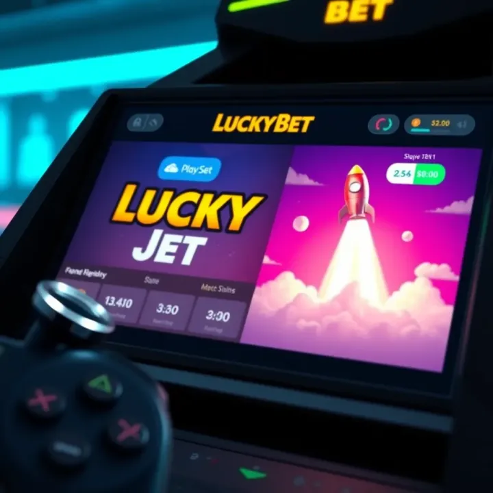 Lucky Jet Gameplay Interface on ChelseaBet Platform User interface displaying Lucky Jet game with betting options and animated rocket launch