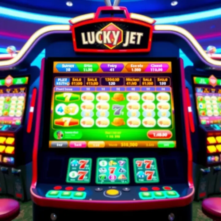 A digital interface displaying the Lucky Jet game with vibrant colors and betting options