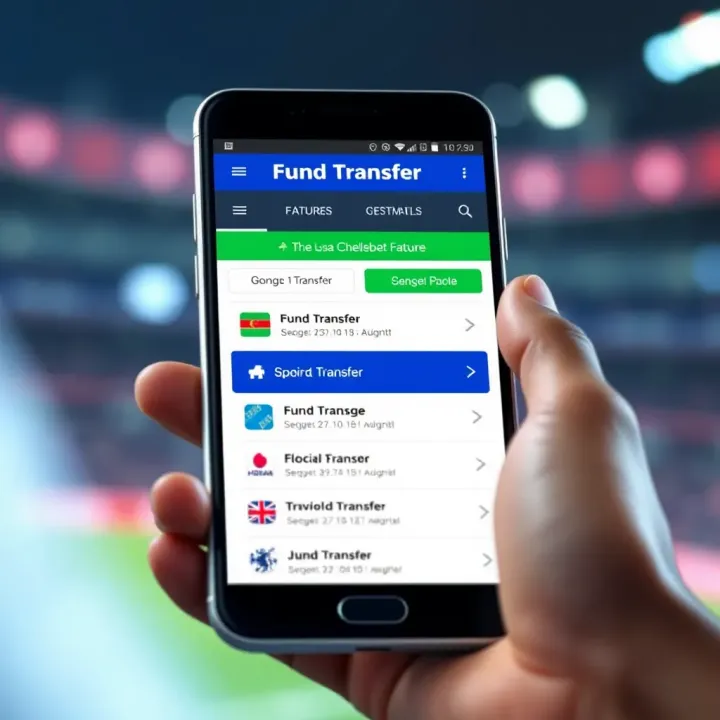Mobile device showing fund transfer options within Chelseabet mobile platform for Nigerian users