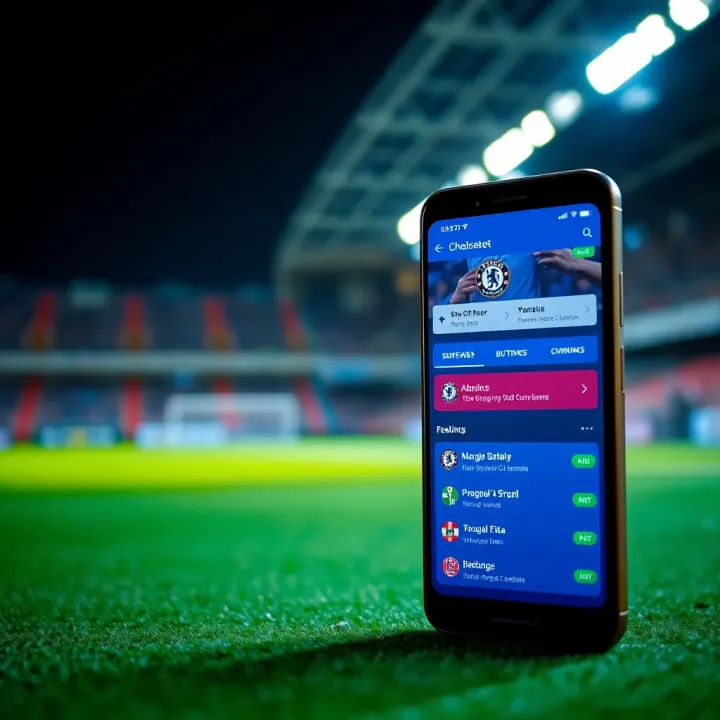 Mobile phone showing user interface of ChelseaBet NG app with betting options
