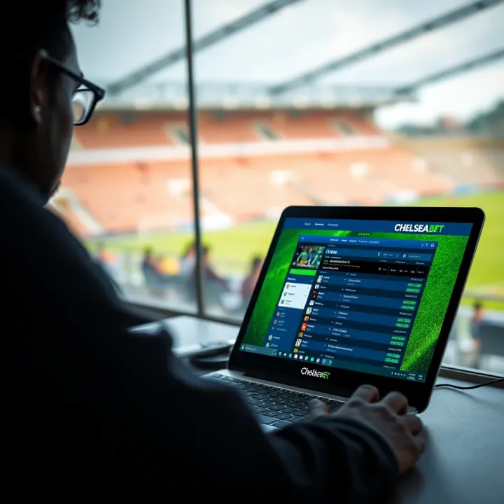 User navigating the ChelseaBet Nigeria online betting platform on a laptop