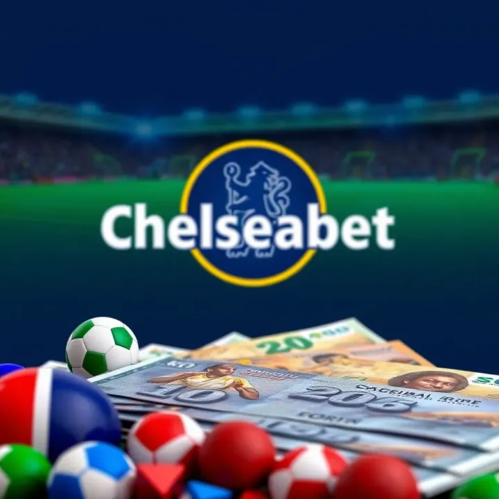 Graphic showcasing Chelseabet logo alongside Nigerian currency notes and sports betting icons