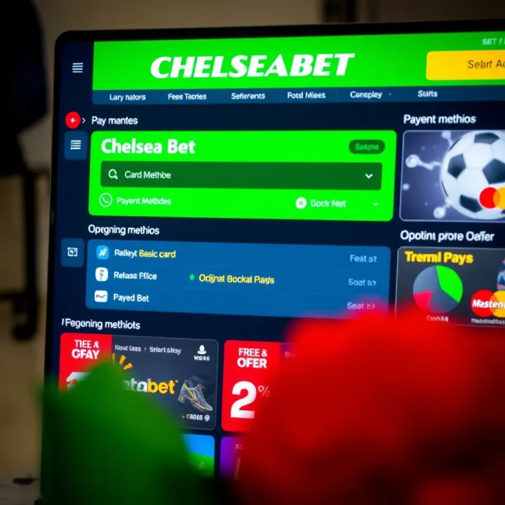 ChelseaBet platform showing payment methods and ongoing promotional offers