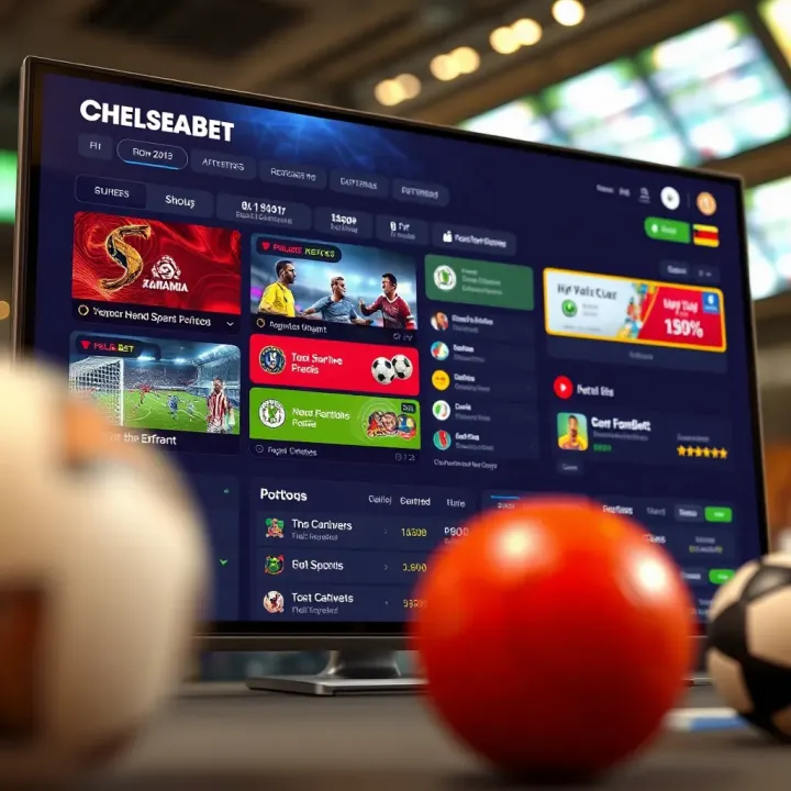 A digital dashboard showing various sports betting options available on ChelseaBet in Zambia