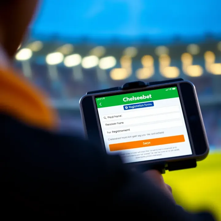 User interface displaying ChelseaBet registration form on a mobile device