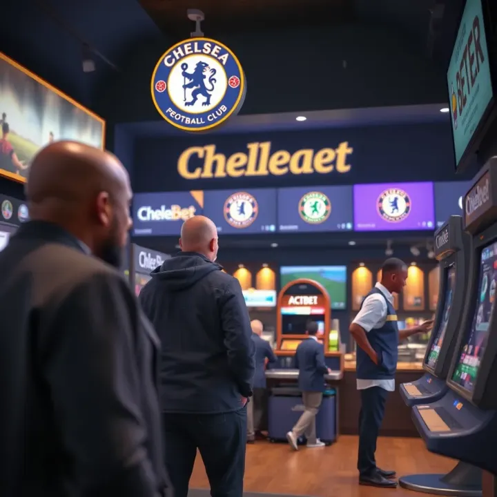 Inside Chelseabet Shop Featuring Betting Terminals and Customer Assistance Interior of Chelseabet shop showing betting terminals and a staff member assisting a customer
