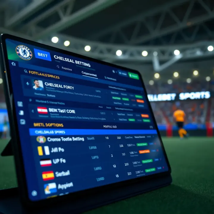 Interface showcasing live football betting options and odds on Chelseabet Sports platform