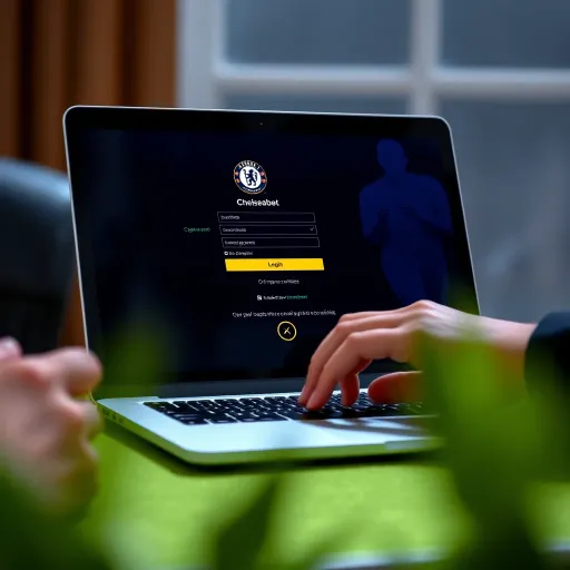 User entering login credentials on Chelseabet Uganda platform on a laptop