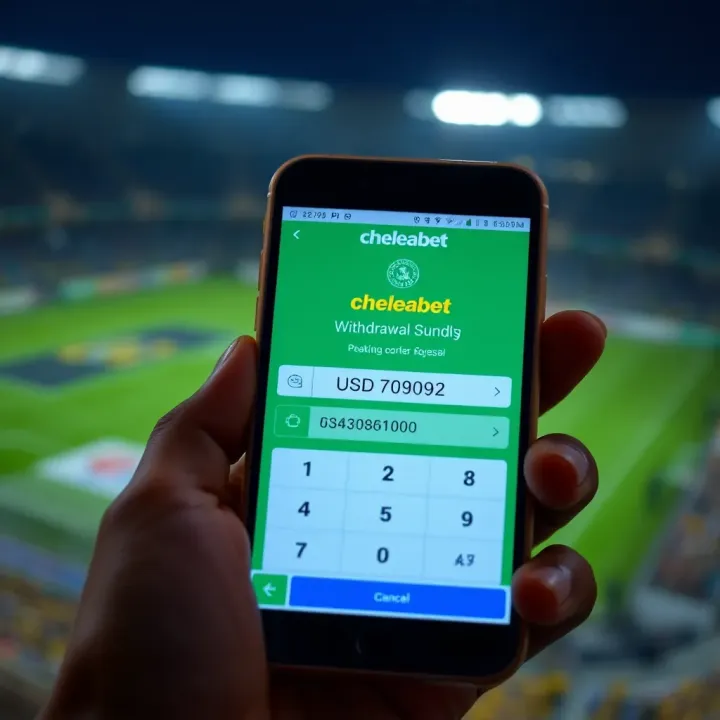 Mobile phone screen displaying USSD code input for chelseabet withdrawal