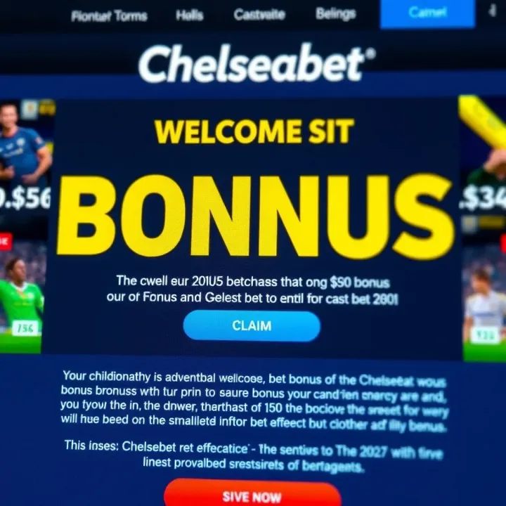 Screenshot of Chelseabet welcome bonus interface showing bonus details and claim button