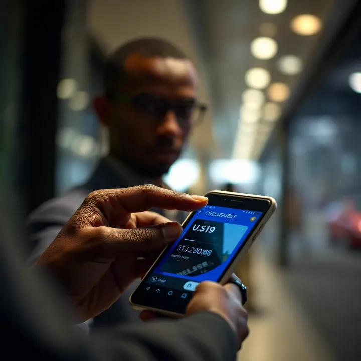 USSD code entry on mobile phone to initiate ChelseaBet cashout securely