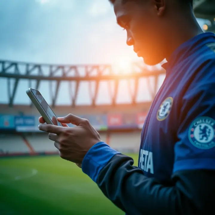 User engaging with ChelseaBET app for live stats and betting tips