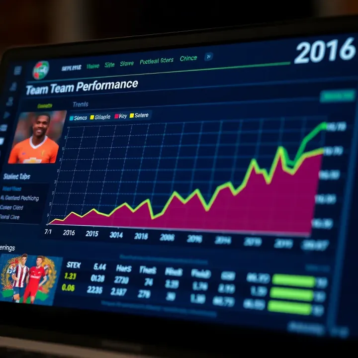 Graph displaying football team performance trends with key player statistics highlighted