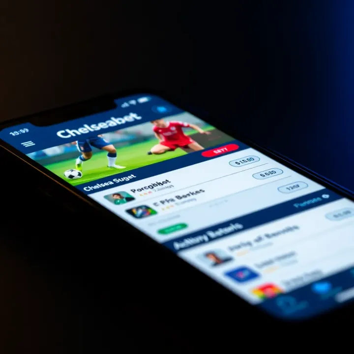 User interface of Chelseabet app displaying sports betting options on a mobile device