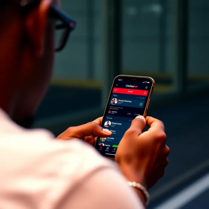 User interacting with a mobile app featuring sports betting options and live odds