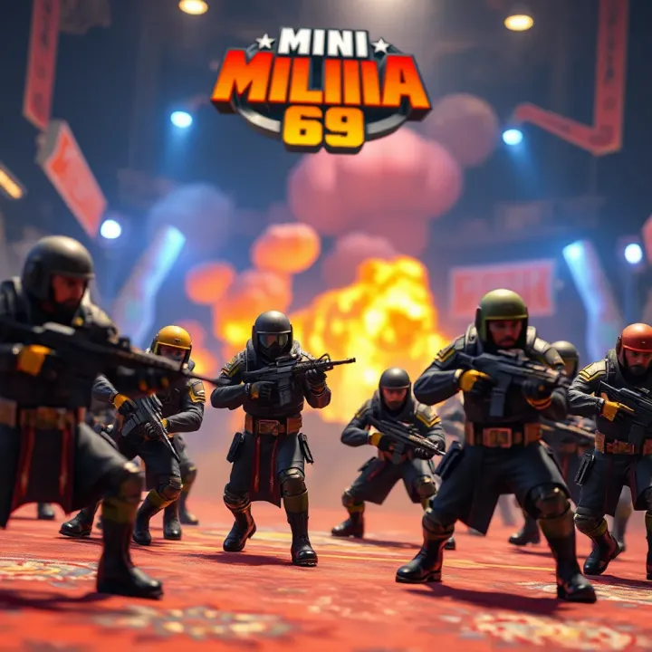Colorful battle scene showing characters in a vibrant multiplayer combat arena