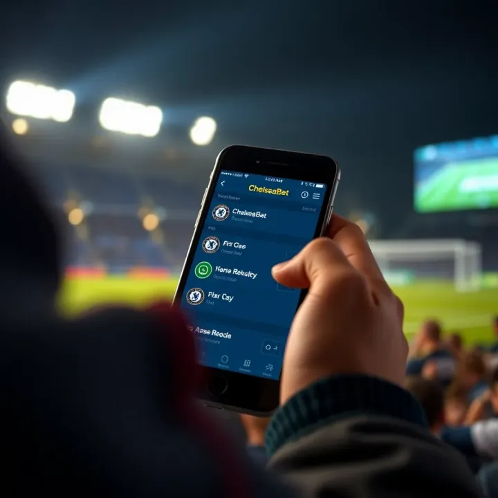 Navigating ChelseaBet Mobile Platform Features User navigating through the ChelseaBet mobile app menu options on an old mobile device