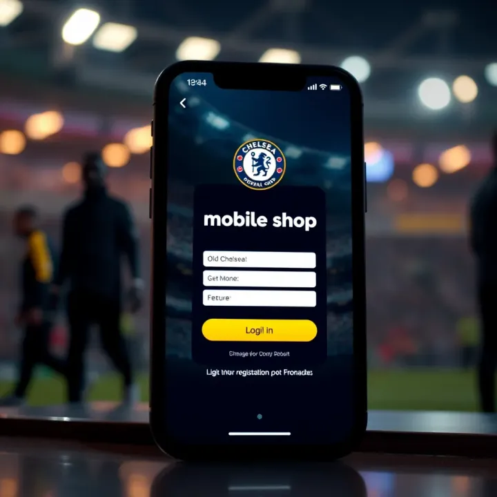 User interface of Old ChelseaBet mobile shop login screen on a smartphone