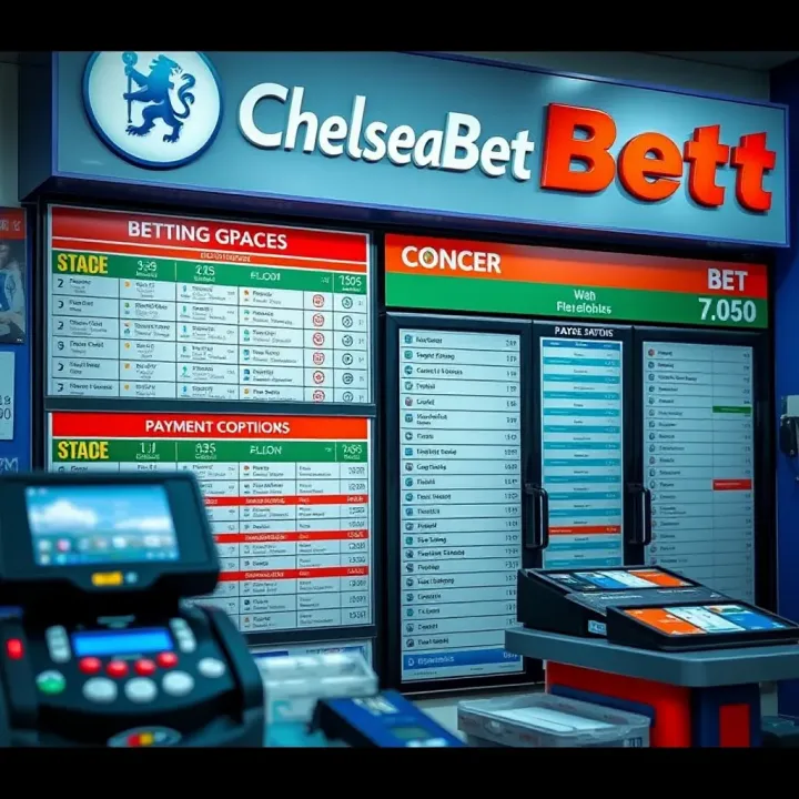 Betting Options and Payment Methods at ChelseaBet Abuja Display of betting options and payment methods available inside a ChelseaBet shop