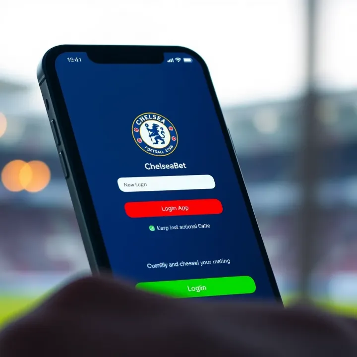 Mobile screen displaying login interface of ChelseaBet app with secure authentication features
