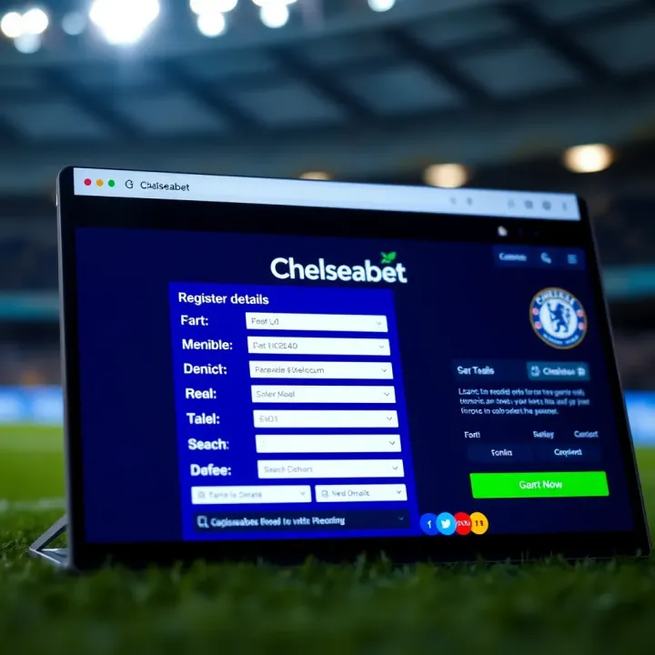Screenshot showing Chelseabet registration page with form fields for user details