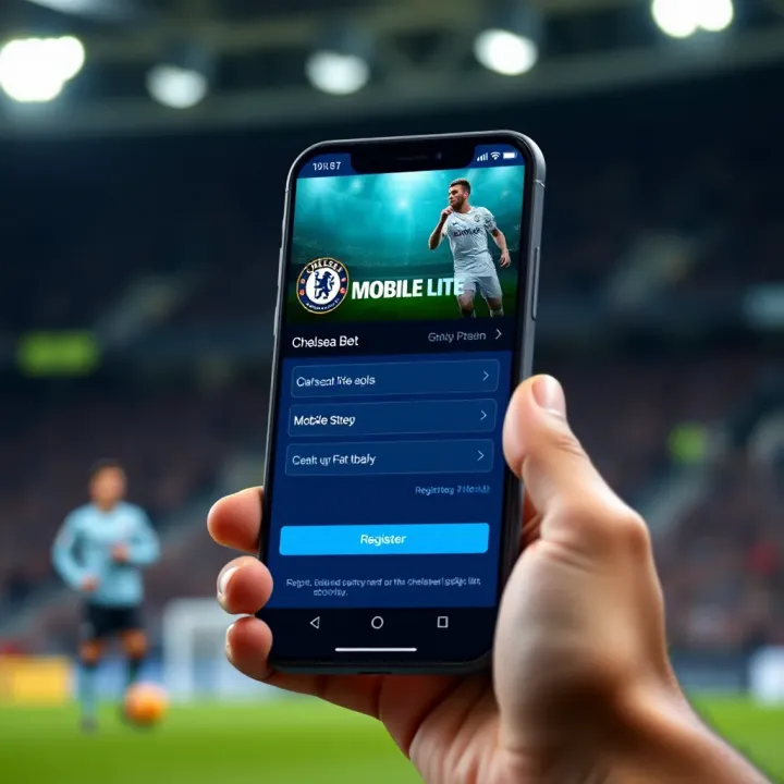 Mobile phone screen displaying ChelseaBet Mobile Lite registration interface