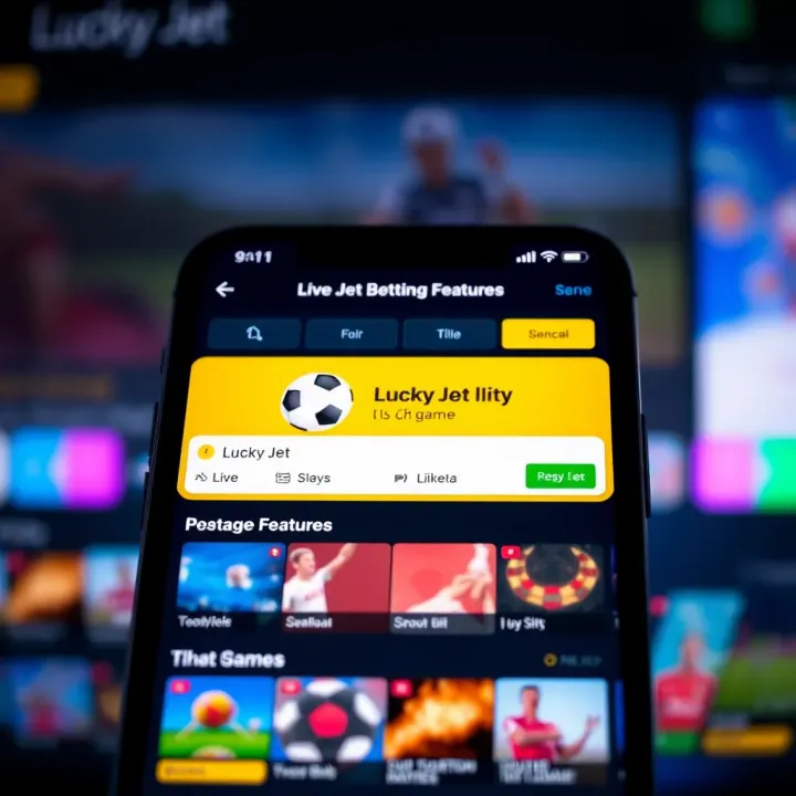 User interface of Lucky Jet betting app showcasing live game options and betting features