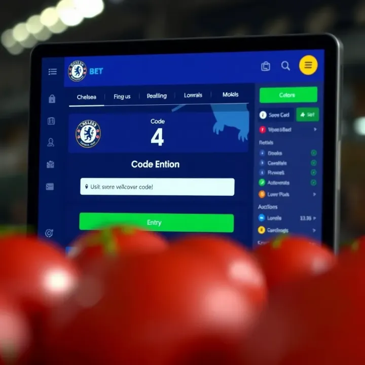 Graphic illustrating Nigerian betting platform interface with Chelseabet code input