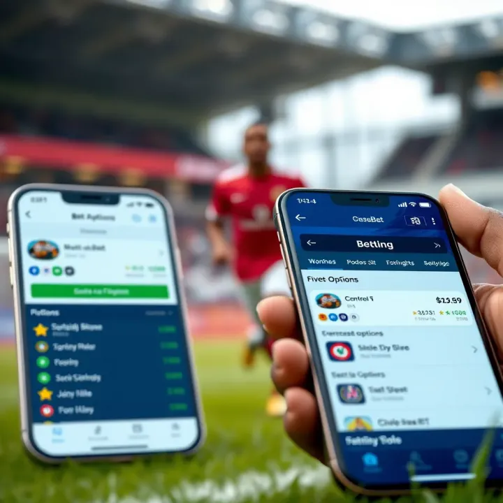 User interface screenshots comparing Msport and ChelseaBet betting options on mobile devices