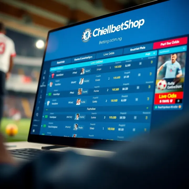 User interface of Chelseabetshop.com.ng displaying sports betting options and live odds