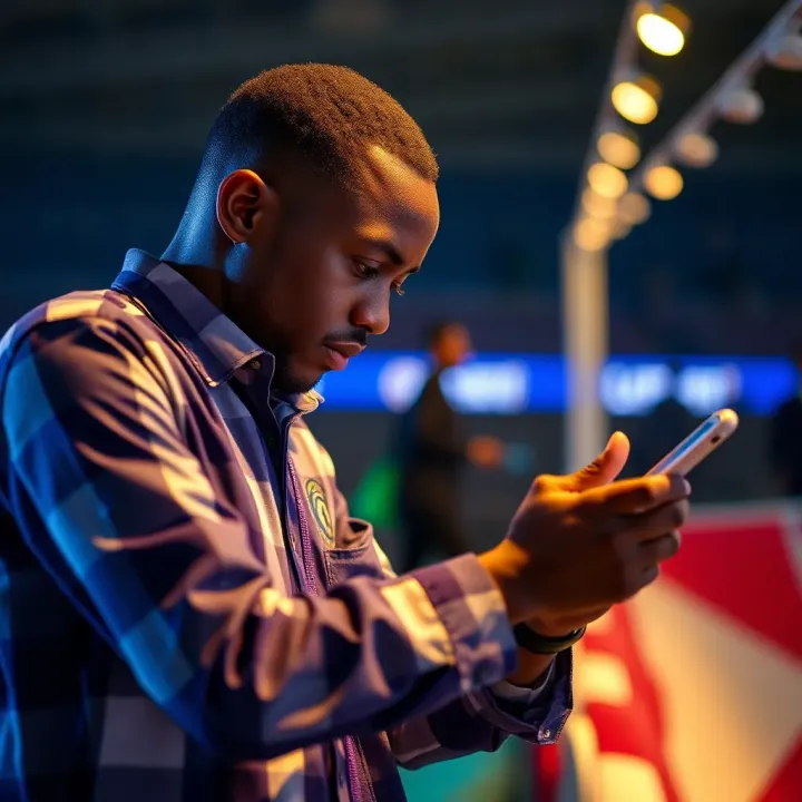 Nigerian bettor analyzing football fixtures on a digital device