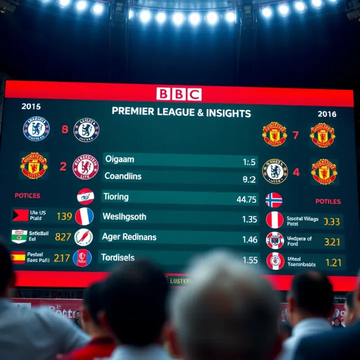A football scoreboard displaying match stats and team logos relevant to BBC's Premier League predictions